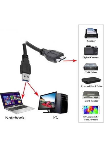 Usb3.0 Taşınabilir HDD Hard Disk Harddisk Kablosu, Micro USB -B, 5 Gbps High Speed, 30 cm modelleri