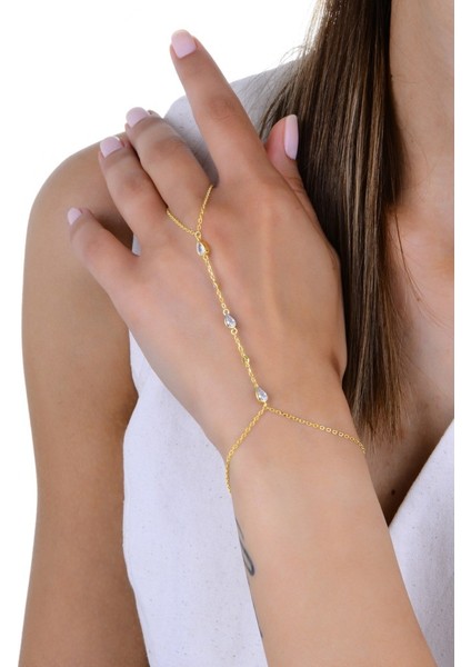 Gümüş Altın Yaldızlı Zirkon Taşlı Sıralı Damla Modeli Şahmeran SGTL13013GOLD modelleri