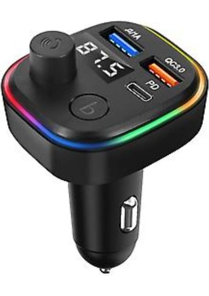 Araç Bluetooth 5.1 Fm Transmitter Cihazı Araba Müzik Mp3 Çalar Oto Çakmaklık 30W Hızlı Şarj Aleti