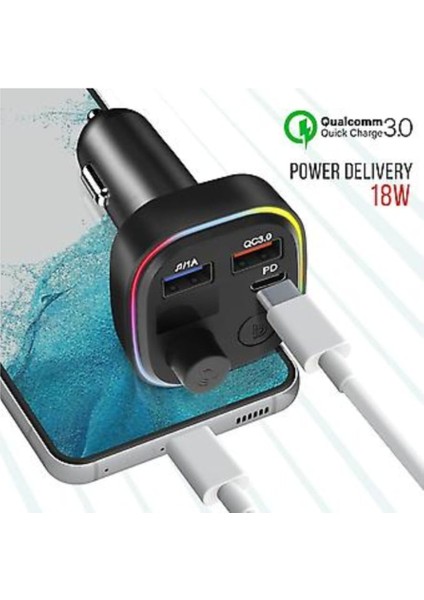 Araç Bluetooth 5.1 Fm Transmitter Cihazı Araba Müzik Mp3 Çalar Oto Çakmaklık 30W Hızlı Şarj Aleti fırsatları