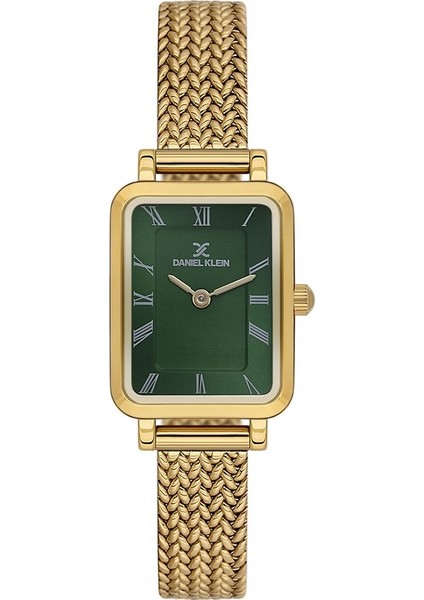 Danıel Kleın DK102-DKE.1.10935-4 Yeşil Kadran Altın Kaplama Dikdörtgen Hasır Kadın Kol Saati