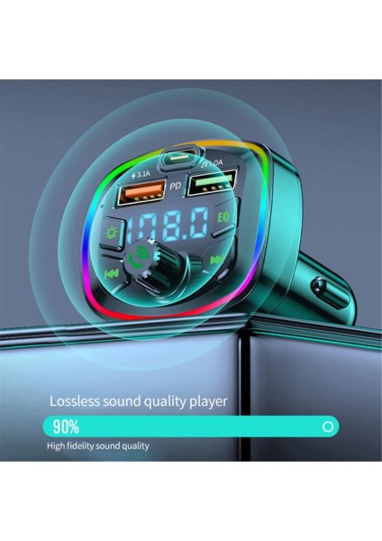 30W Pd Hızlı Şarj Bluetooth 5.0 Rgb Işıklı LED Ekran Tf Kart+ USB Mp3 Araç Fm Transmitter Çakmaklık modelleri
