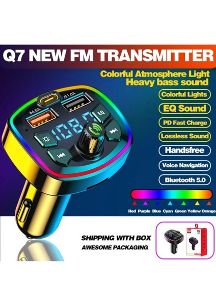 30W Pd Hızlı Şarj Bluetooth 5.0 Rgb Işıklı LED Ekran Tf Kart+ USB Mp3 Araç Fm Transmitter Çakmaklık fırsatları