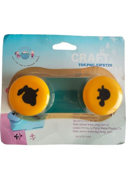 Çift Taraflı Şekilli Delgeç, Şekilli Punç 2,5cm Kaplumbağa-Tavşan