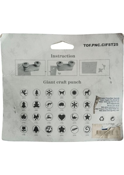 Çift Taraflı Şekilli Delgeç, Şekilli Punç 2,5cm Kaplumbağa-Tavşan indirimleri