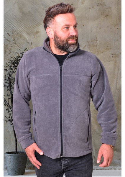 Erkek Kalın Füme Polar Mont