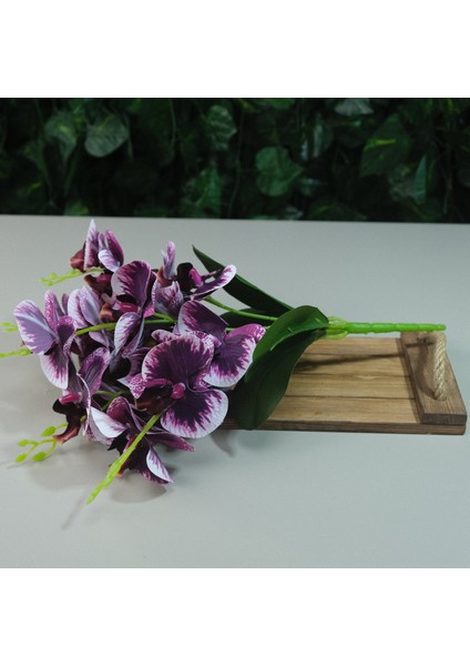 Yapay Islak Orkide 5 Dal Gerçek Dokulu Orkide 44 cm Mor