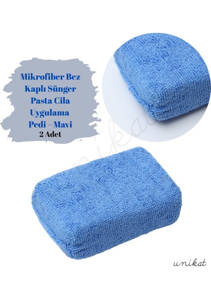 Mikrofiber Bez Kaplı Sünger Uygulama Pedi – Mavi - 2ADET