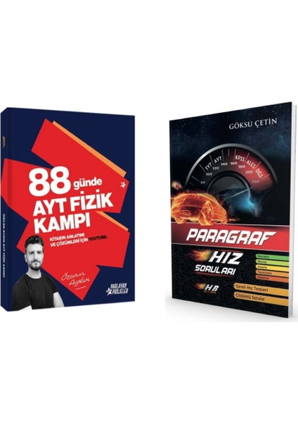 Özcan Aykın 2026 Ayt 88 Günde Fizik Kampı ve Hız ve Renk Yayınları TYT AYT KPSS ALES DGS Paragraf Hız Soruları