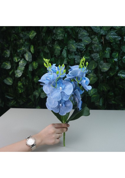Yapay Islak Orkide 5 Dal Gerçek Dokulu Orkide 44 cm Mavi fiyatları