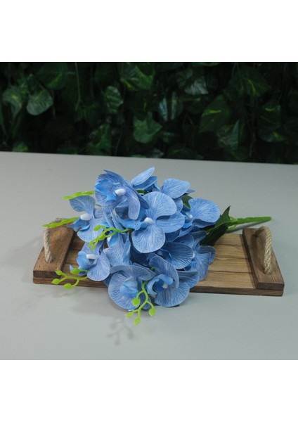 Yapay Islak Orkide 5 Dal Gerçek Dokulu Orkide 44 cm Mavi modelleri