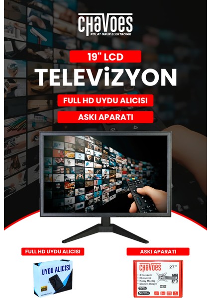 19" Mutfak Televizyonu-Monitör Uydu Alıcısı Askı Aparatı -49 Ekran 12V Full Hd -Mutfak-Karavan-Tekne