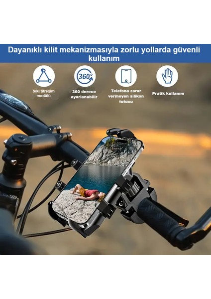 Titreşim Modüllü Motosiklet Telefon Tutucu
