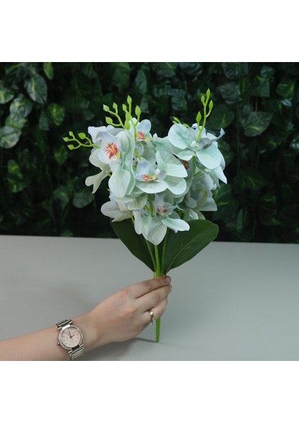 Yapay Islak Orkide 5 Dal Gerçek Dokulu Orkide 44 cm Su Yeşili fırsatları