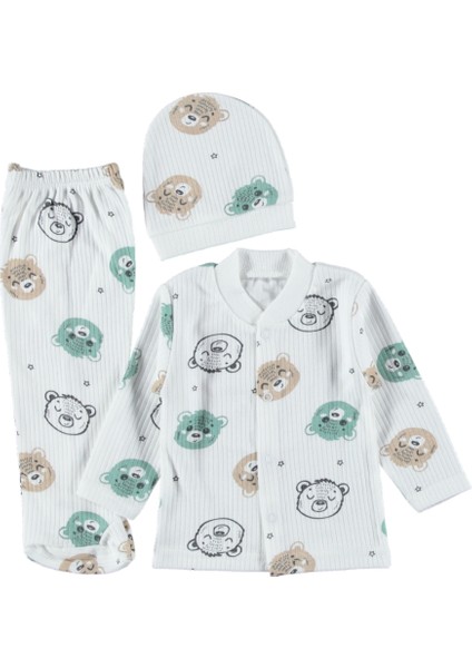 Raporlu Desenli Zıbın Takımı 0- 3 Ay 3 Lü Kaliteli Set