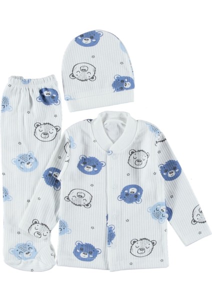 Raporlu Desenli Zıbın Takımı 0- 3 Ay 3 Lü Kaliteli Set