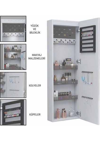 PARİS BEYAZ LEDLİ BEYAZ GÖVDELİ TAKI DOLABI