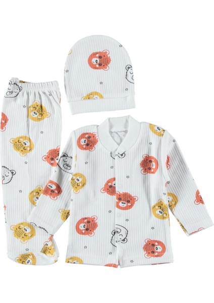 Raporlu Desenli Zıbın Takımı 0- 3 Ay 3 Lü Kaliteli Set