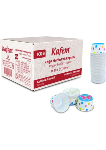 Kelebekli Muffin Kek Kapsülü 50'li x 30 Paket (Koli) fırsatları