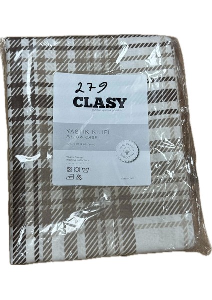 Ranforce %100 Pamuk 2 Adet Yastık Kılıfı Çizgili Desen Kahverengi fiyatları