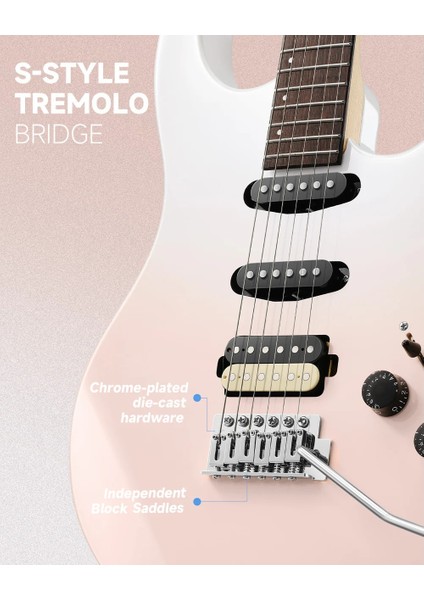 Dmt-66 Elektro Gitar (Pink-White Gradient) modelleri