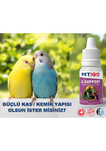 - Kafes Kuşları Için Vitaminler / Mineraller - 30ML A - D - E - C Vitamini ( A-Support ) fiyatları