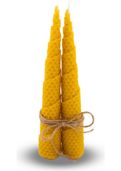 Ikili Şamdan – El Yapımı Doğal Balmumu Spiral Mumlar