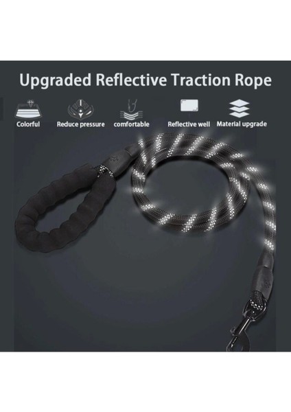 Köpekler Için Gezdirme Tasması Reflektörlü 130 cm Halat Orta ve Büyük Boy Köpekler Için Siyah modelleri