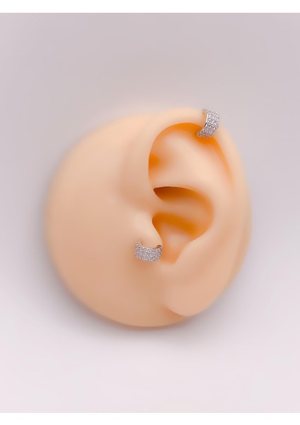 Cerrrahi Çelik Piercing ( Pirsing ) Mutli Zirkon Yarım Halka Tragus Helix Piercing (1ADET)