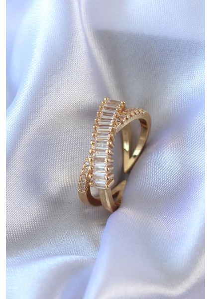 Bfs Gold Renk Zirkon Taşlı Pirinç Kadın Yüzük