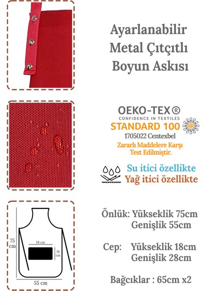 Kumaş Mutfak Önlüğü Seti 2'li Leke Tutmaz Su Itici %65 Pamuk %35 Polyester Cupcake & Coffee Şef Önlük modelleri