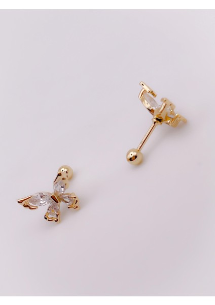 Cerrrahi Çelik Piercing ( Pirsing ) Zirkon Damla Taşlı Kelebek Tragus Helix Piercing (1ADET) fırsatları