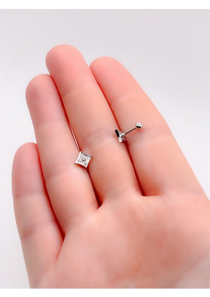 Cerrrahi Çelik Piercing ( Pirsing ) Zirkon Taşlı Mark Model Tragus Helix Piercing (1ADET fiyatları