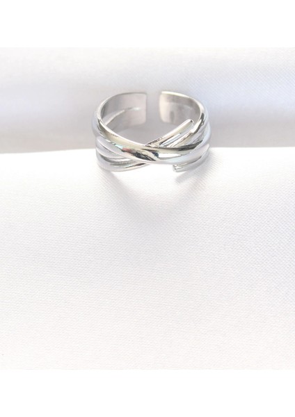 Bfs Kalın Silver Renk Ayarlanabilir Yüzük