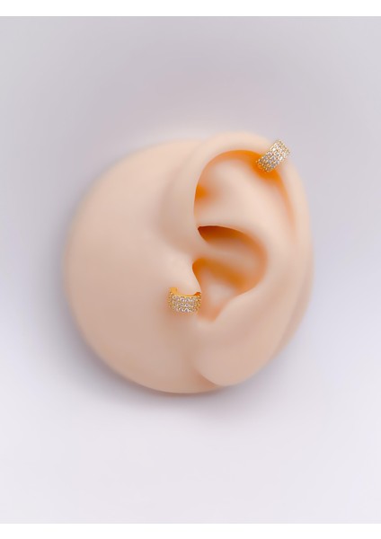 Cerrrahi Çelik Piercing ( Pirsing ) Mutli Zirkon Yarım Halka Tragus Helix Piercing (1ADET)