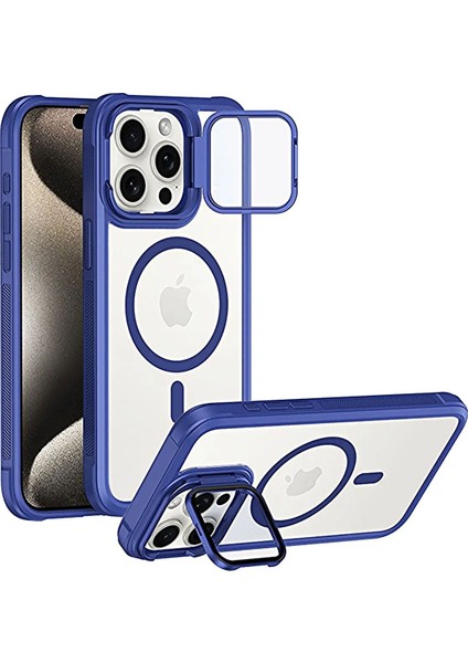 iPhone 11 Uyumlu Kameradan Standlı Kamera Kısmı Cam Korumalı Arkası Mat Renkli Kılıf
