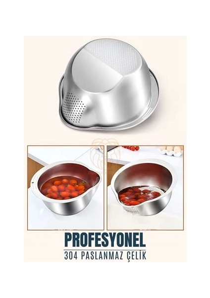 Bfs Pirinç Süzgeci Makarna Salata Süzgeci 304 Paslanmaz Çelik Mink Design