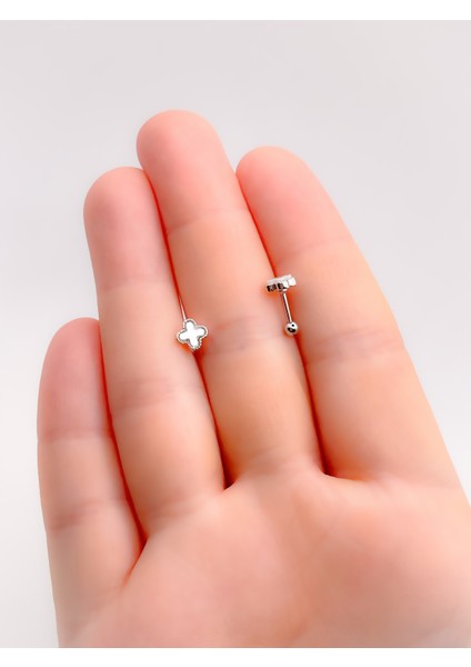 Cerrrahi Çelik Piercing ( Pirsing ) Marka Yonca Figürlü Tragus Helix Piercing (1ADET) fiyatları