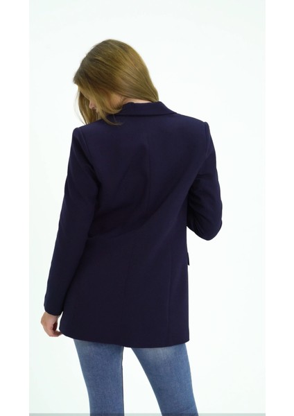Lacivert Oversize Dokuma Blazer Ceket indirimleri