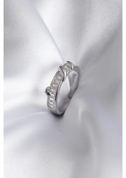 Bfs Pirinç Gümüş Renk Su Yolu Zirkon Taşlı Kadın Yüzük