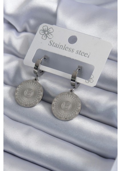 Bfs 316L Çelik Gümüş Renk Işleme Detay Kadın Küpe