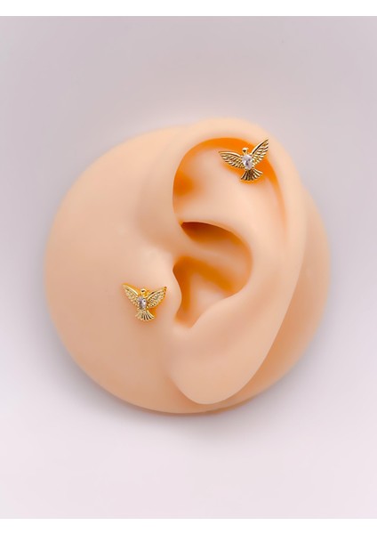 Cerrrahi Çelik Piercing ( Pirsing ) Zirkon Anka Kuşu Tragus Helix Piercing (1ADET)