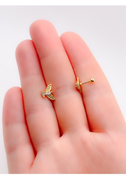 Cerrrahi Çelik Piercing ( Pirsing ) Zirkon Anka Kuşu Tragus Helix Piercing (1ADET) fiyatları