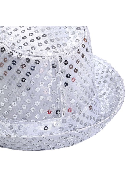 Çocuk Boy Gümüş Payetli Şapka Gösteri Şapkası Michael Jackson Şapkası 54 No modelleri