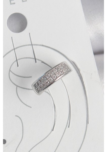 Bfs Pirinç Gümüş Renk Zirkon Taşlı Kıkırdak Model Kadın Küpe