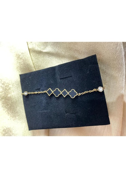 Siyah Yonca ve Sembolik Şekilli Şans Bilekliği modelleri