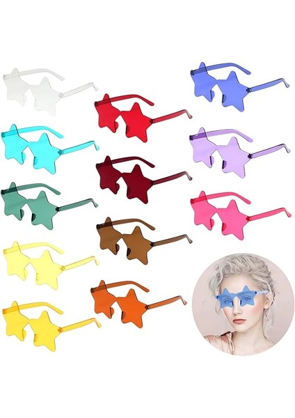 Bfs Yıldız Şekilli Çerçevesiz Parti Gözlüğü 6 Renk 6 Adet fiyatları