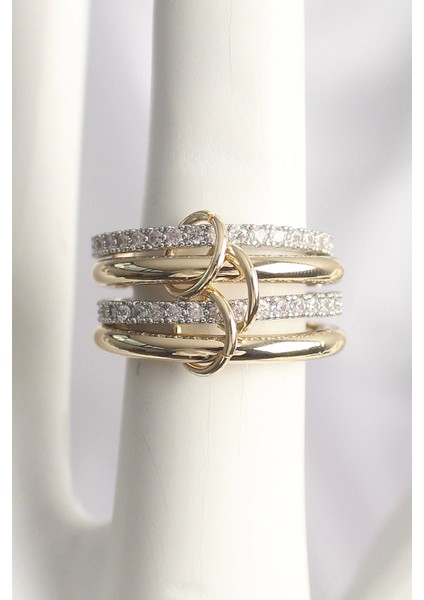 Bfs Pirinç Mix Renk Zirkon Taşlı 4'lü Kadın Yüzük