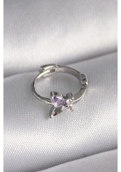 Bfs 316L Çelik Gümüş Renk Zirkon Taşlı Kelebek Model Tragus Piercing