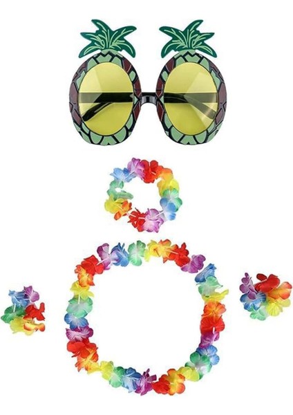 Bfs Renkli Ananas Gözlük, Taç, Kolye ve Bileklik Seti fiyatları